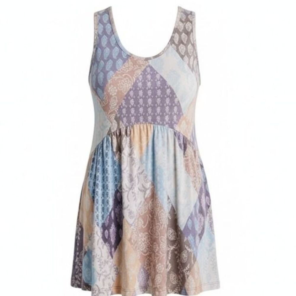 Small Patchwork Pattern Empite Waist Top